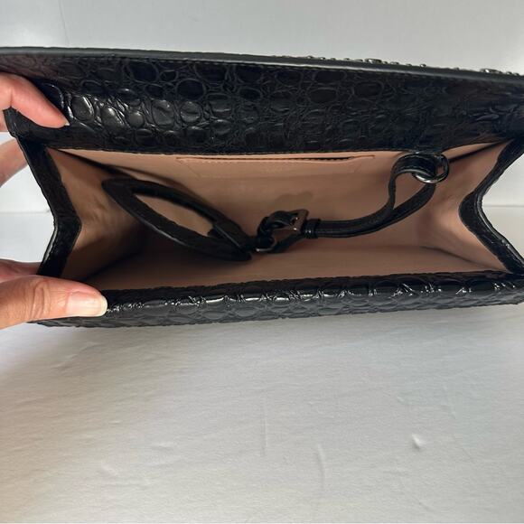 Alaia Crocodile Embossed Studded Leather Pochette Clutch Bag - Picture 10 of 10